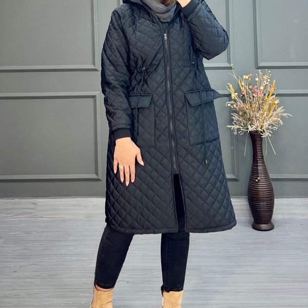 کاپشن آستر دار مشکی‌کد ۱۲۸۱۶